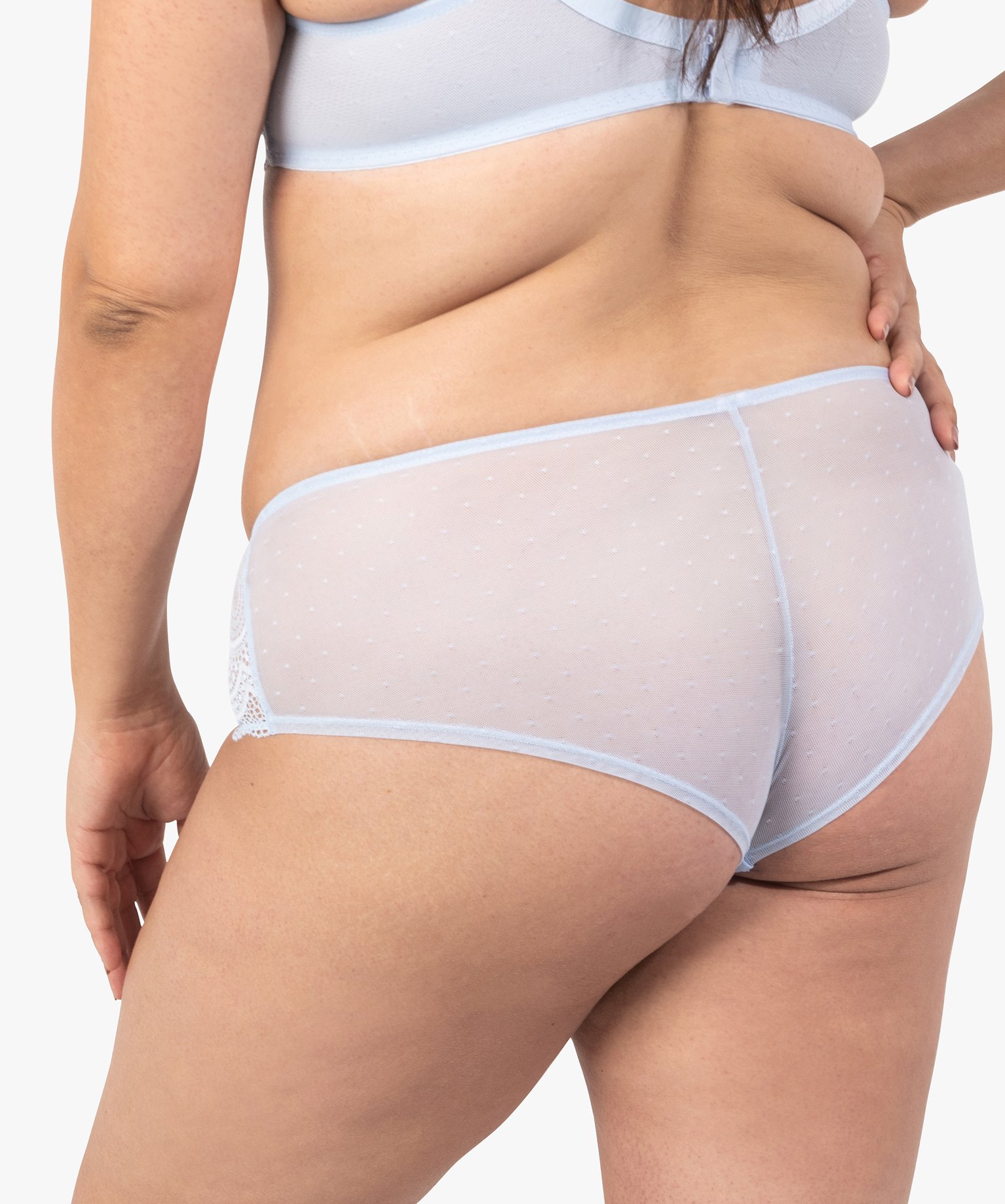 Shorty en dentelle et tulle femme grande taille bleu | GEMO