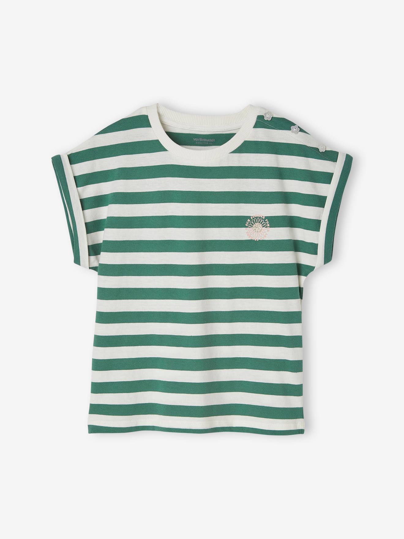 T-shirt rayé personnalisable fille rayé rose
