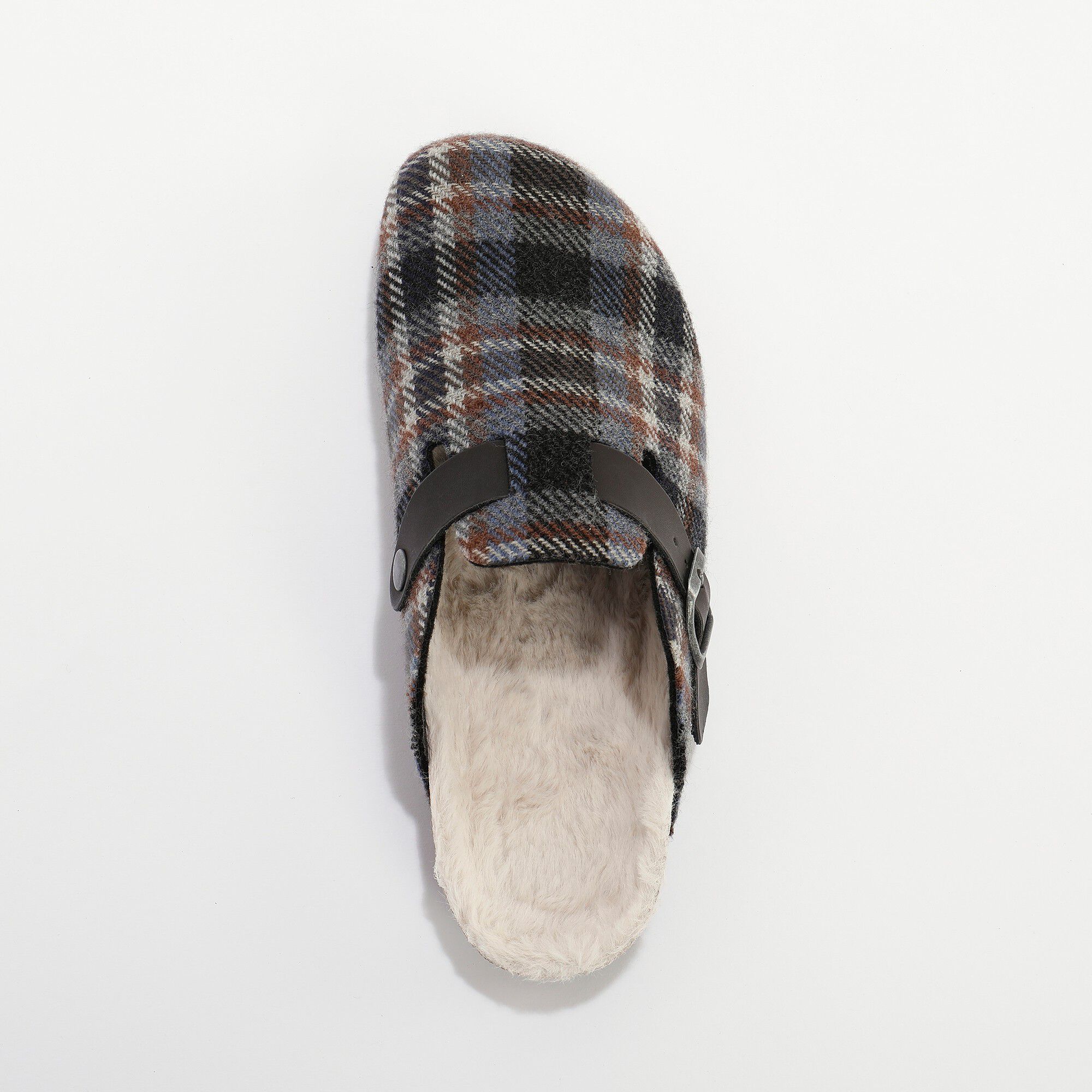 Mules sabot carreaux à boucle