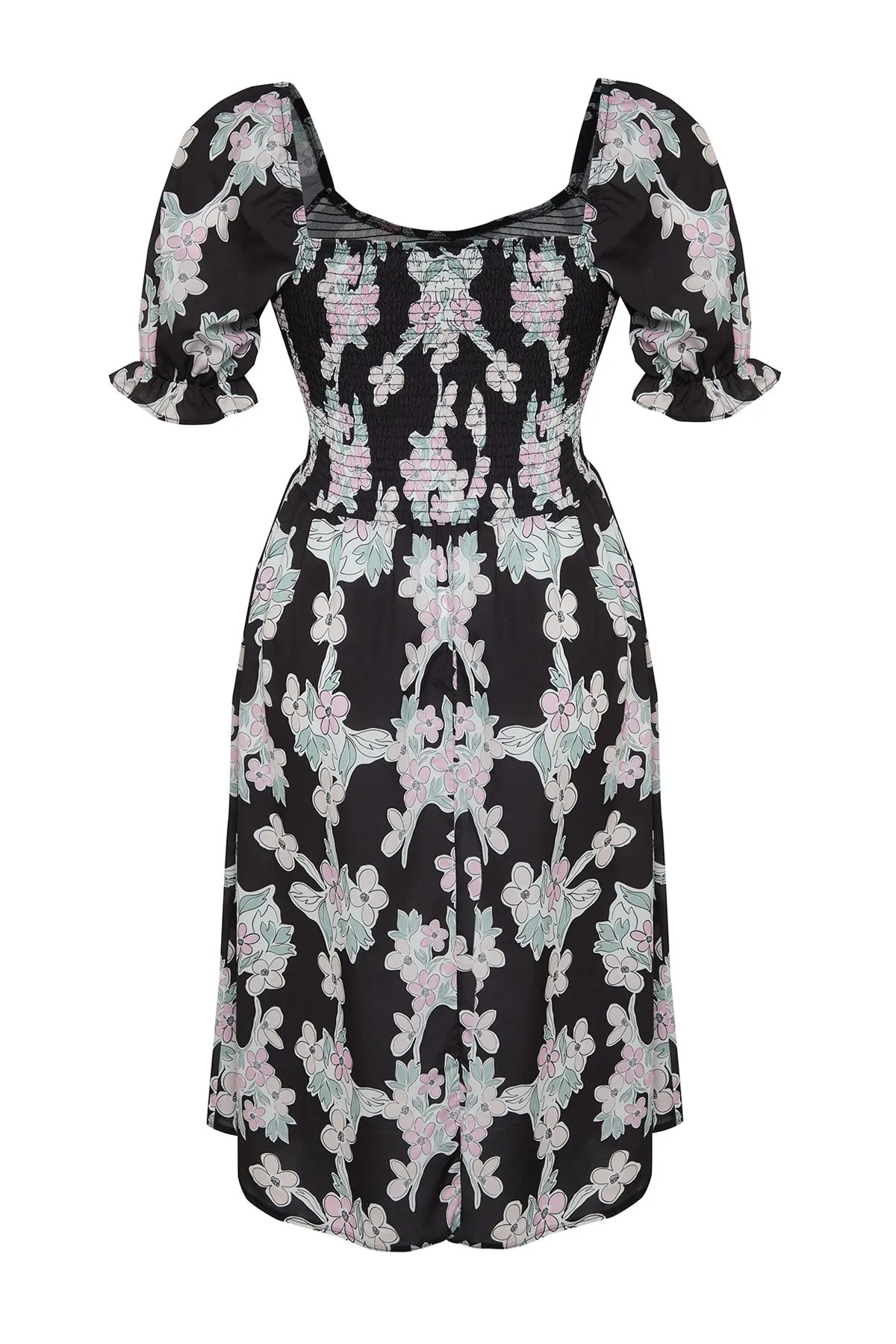 Trendyol Curve  Mehrfarbiges gewebtes Kleid mit Blumenmuster TBBSS23AH00213
