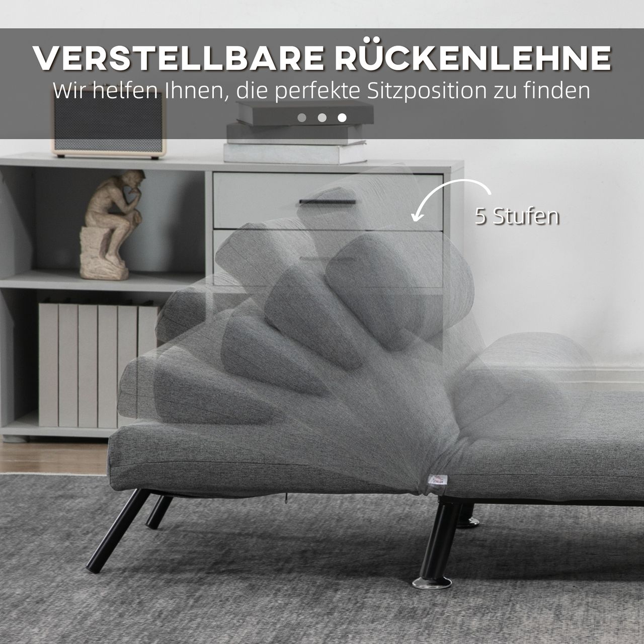 HOMCOM Klappbett Schlafsessel Gästebett Schlafsofa mit Verstellbar Rückenlehne