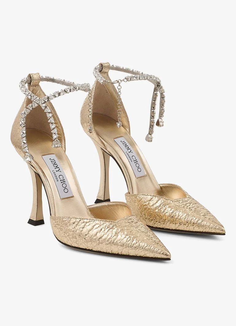 Pantofi cu toc Jimmy Choo Stevie 100 cu finisaj metalic