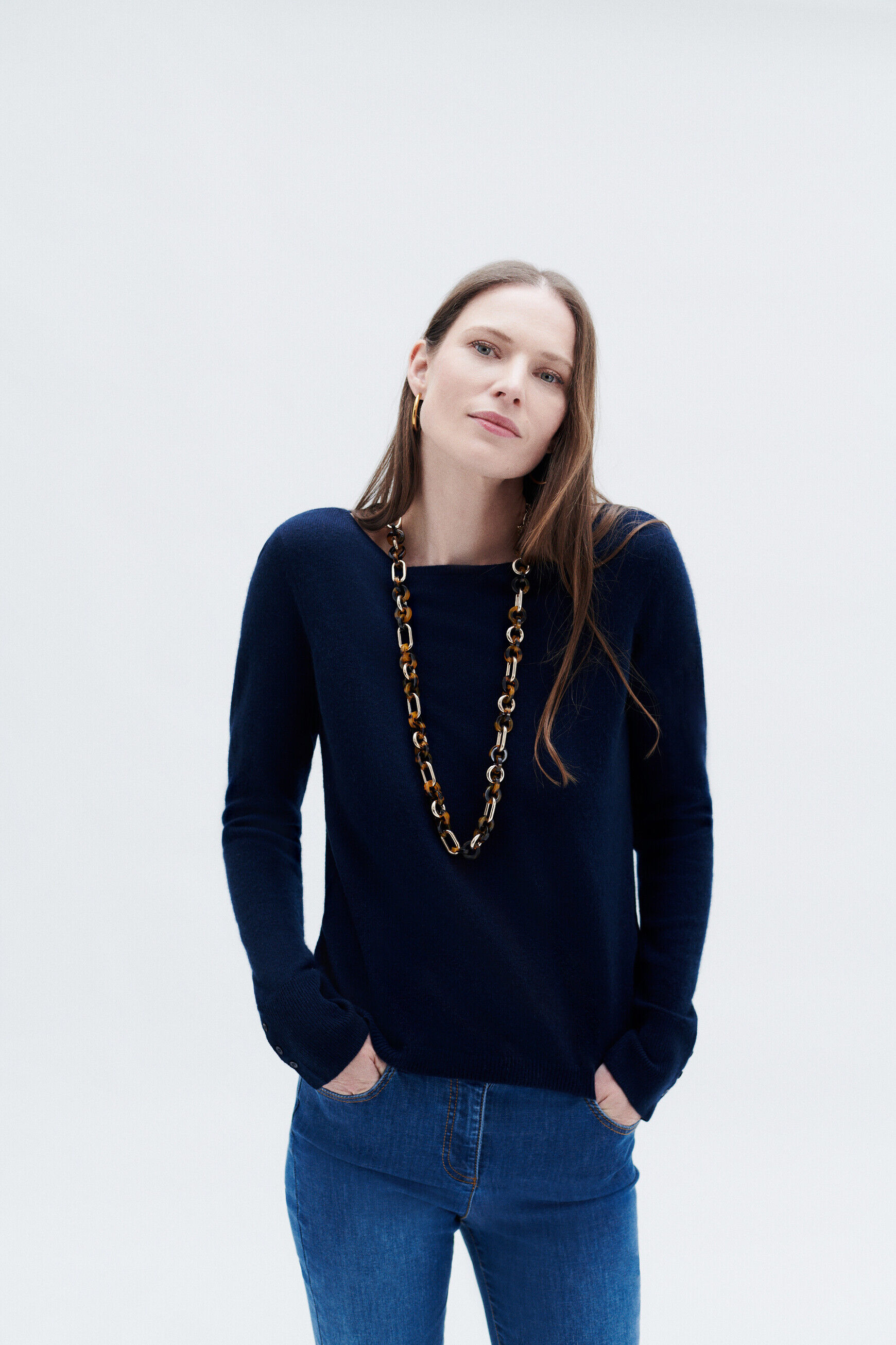 Pull mzoan bleu marine femme