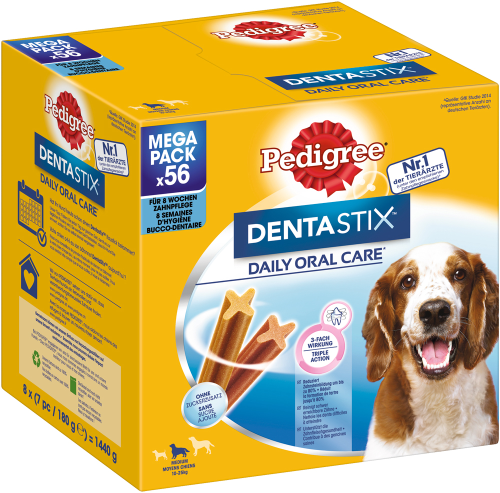 Pedigree Snacks Pedigree Zahnpflege Dentastix Multipack für mittelgroße Hunde 56 Stück