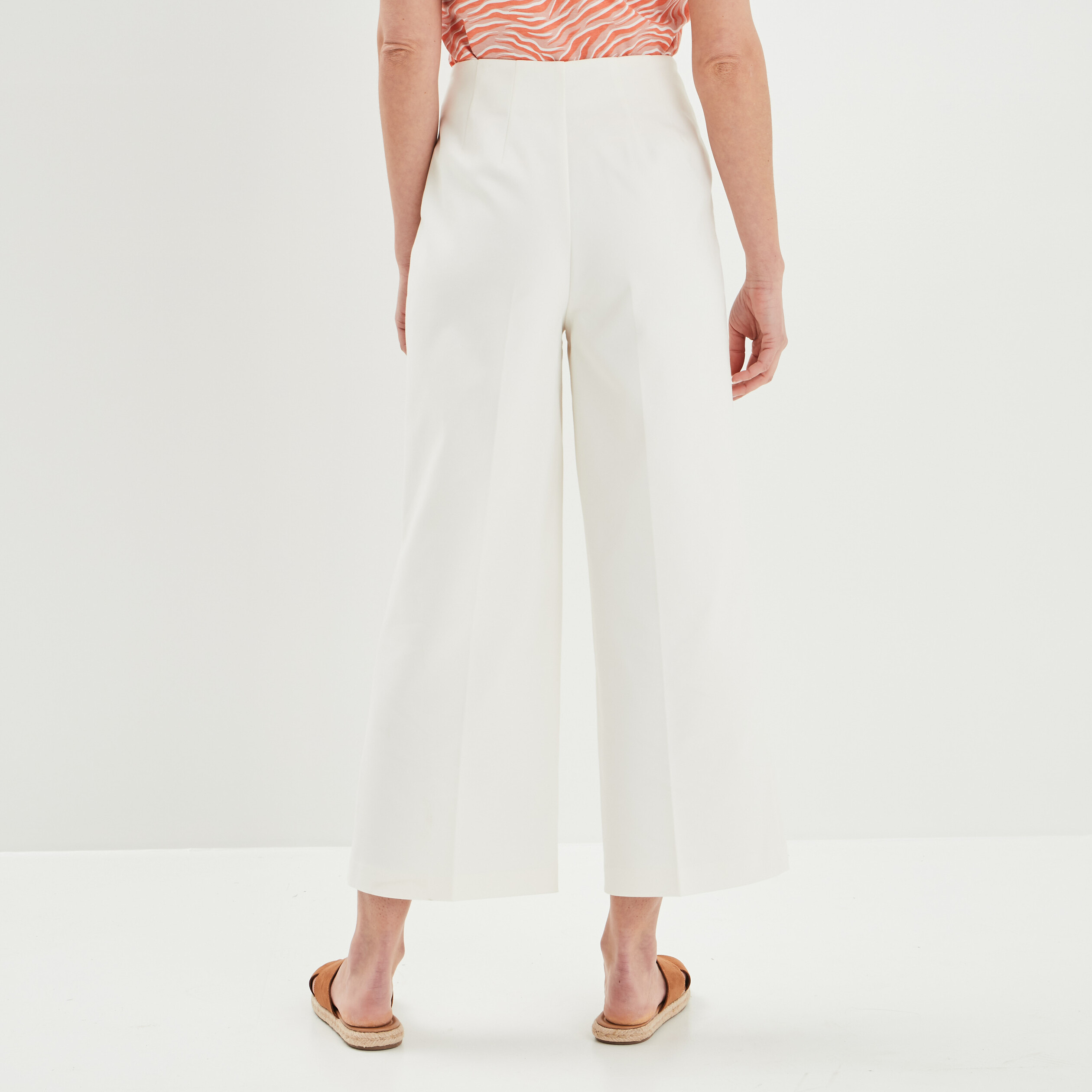 Pantalon city large blanc femme | La Halle