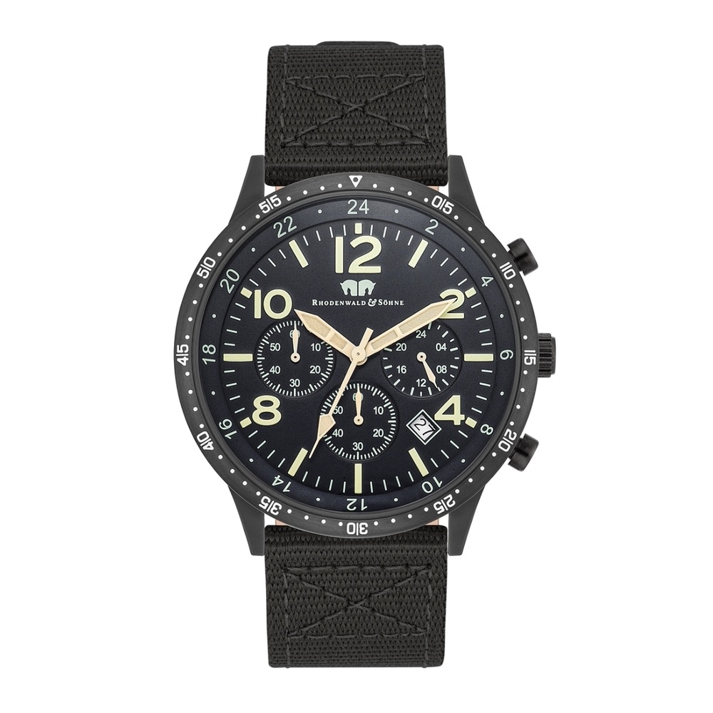 Rhodenwald & Söhne Chronographe Flight Captain en Noir Nylon en Noir Montre