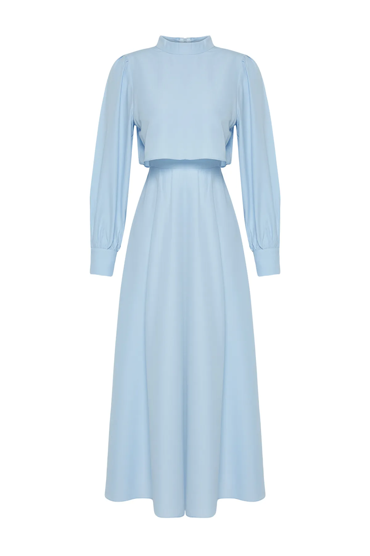 Trendyol Modest  Blaues, detailliertes Aller-Webkleid TCTSS24EB00190