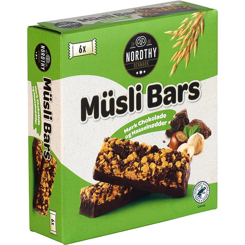 Müslibar 6-pk Hasselnøtter &mørk sjokolade