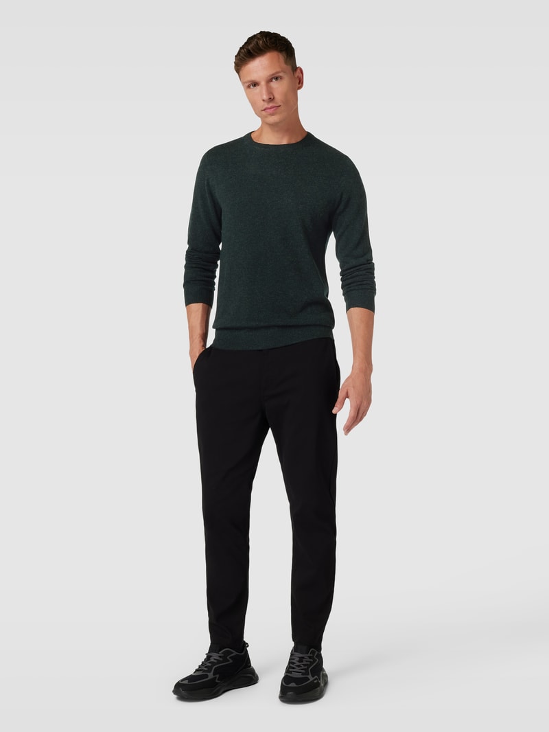 Strickpullover in melierter Optik in dunkelgrün meliert
