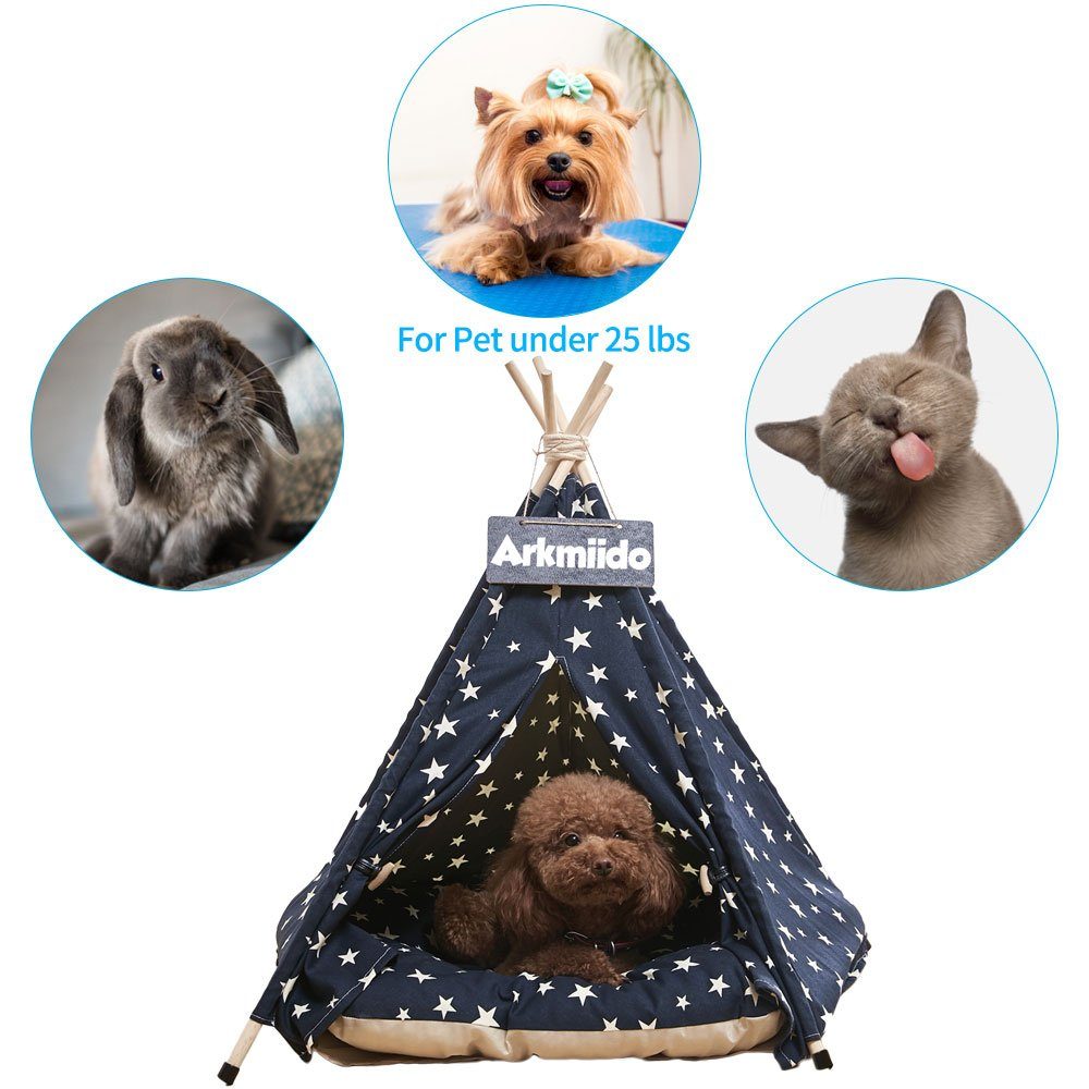 Ealing Tipi-Zelt Pet Zelt für Haustiere, (mit Zeltunterlage), Haustierzelt Katzen Hundezelt Hunde Katzenbett mit Kissen