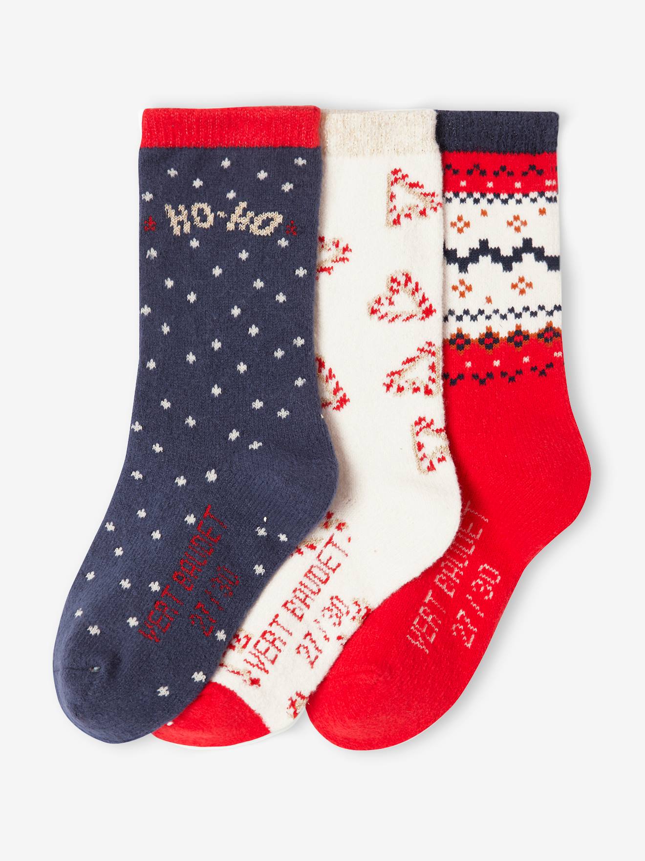 Vertbaudet Mädchen Weihnachts-Geschenkset: 3er-Pack Socken Oeko-Tex - rot