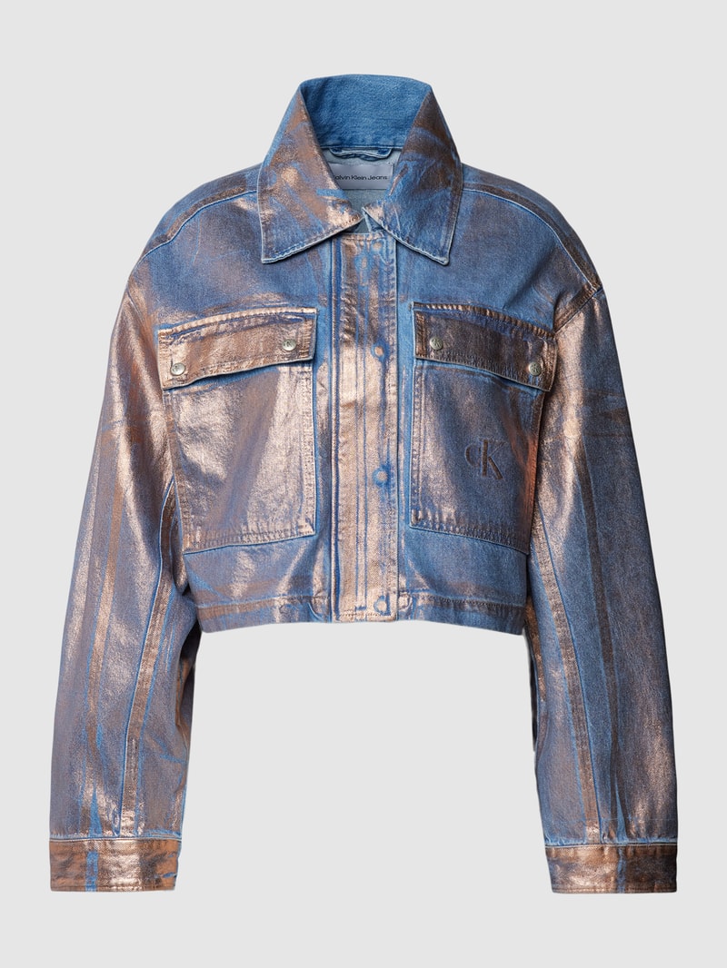 Cropped Jeansjacke in schimmerndem Design in jeans