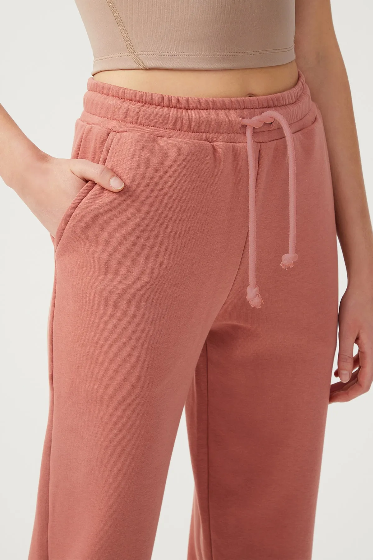 LOS OJOS  Elastische Jogger-Jogginghose mit Kordelzug für Damen in Dusty Rose-Manschette