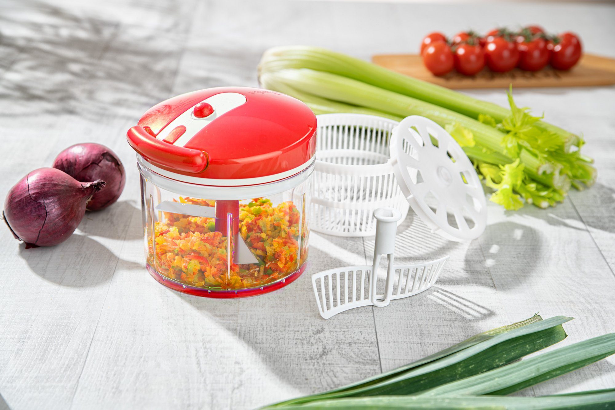 Genius Kompakt-Küchenmaschine Choptastic Pro, Zerkleinerer inkl. Nicer Dicer Twist, Set 10-tlg.
