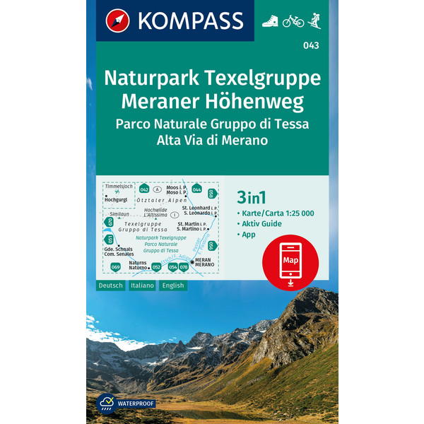 KOMPASS WANDERKARTE 043 NATURPARK TEXELGRUPPE, MERANER HÖHEN