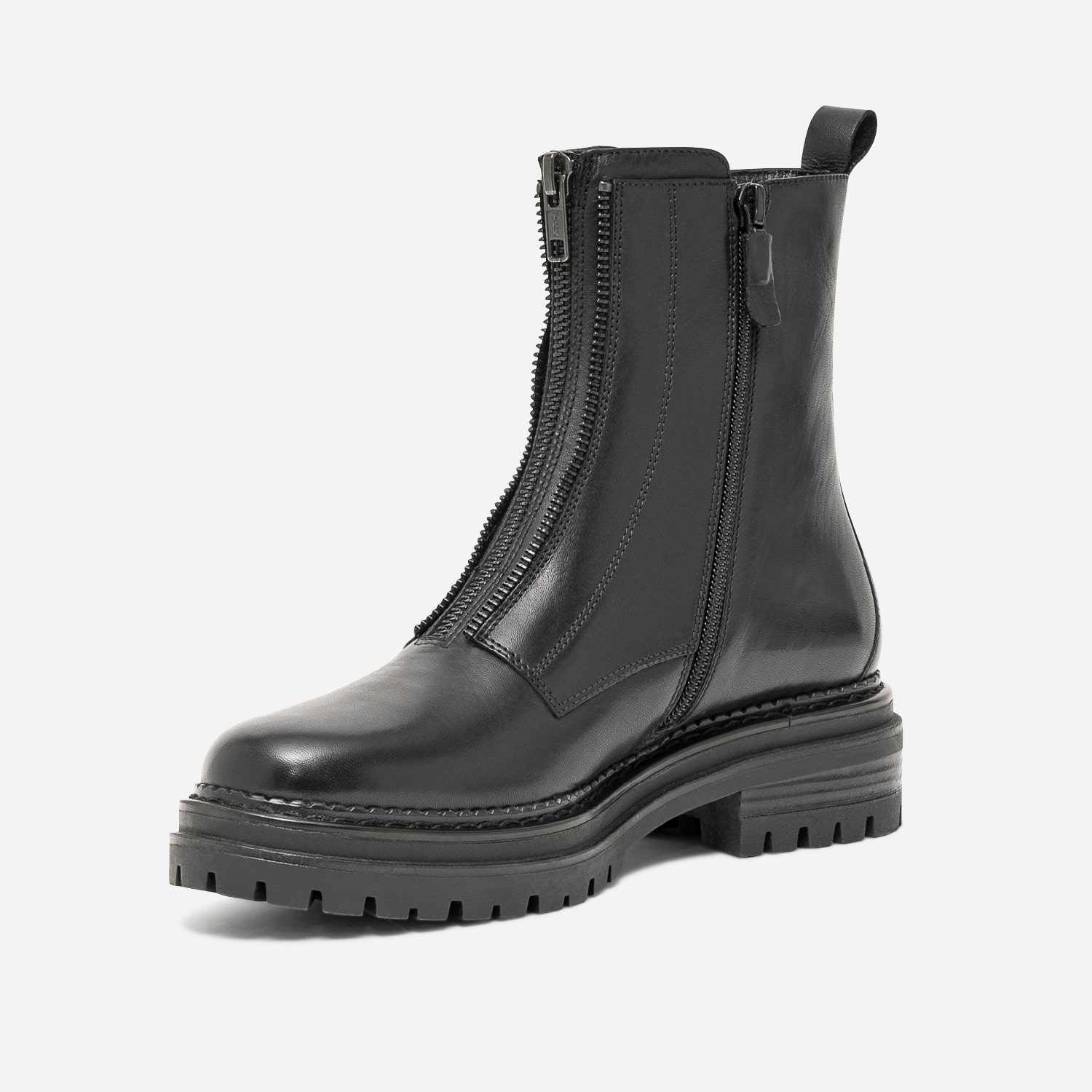 Boots TEXTO noir en cuir à zips