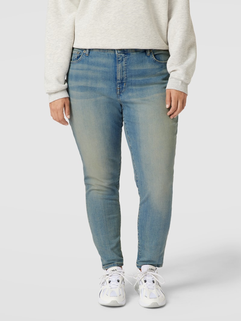 PLUS SIZE Tapered Fit Jeans mit Label-Patch Modell 'ANKLE-SKINNY' in jeans