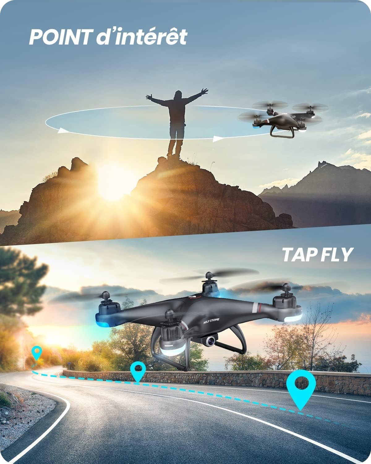 HOLY STONE HS110G GPS Drohne mit Kamera HD Live Übertragung für Kinder Drohne (1080P, mit 2 Akkus Lange Flugzeit,APP Handy gesteuerte FPV Drohnen mit Tasche)