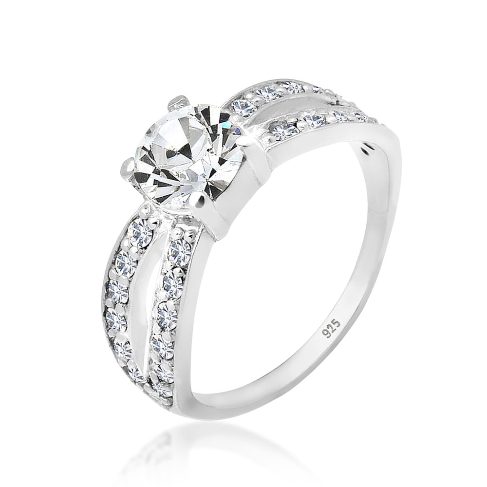 Elli Elli Bague Femmes Solitaire Glamoureux avec cristal en argent sterling 925 Bague