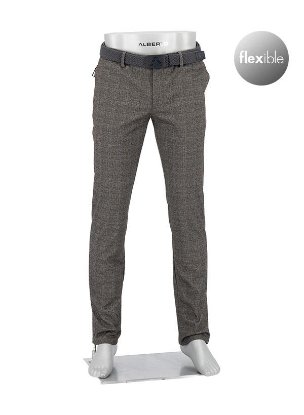 Alberto Golf, Golfhose Rookie, Regular Fit, Jersey, graubraun kariert