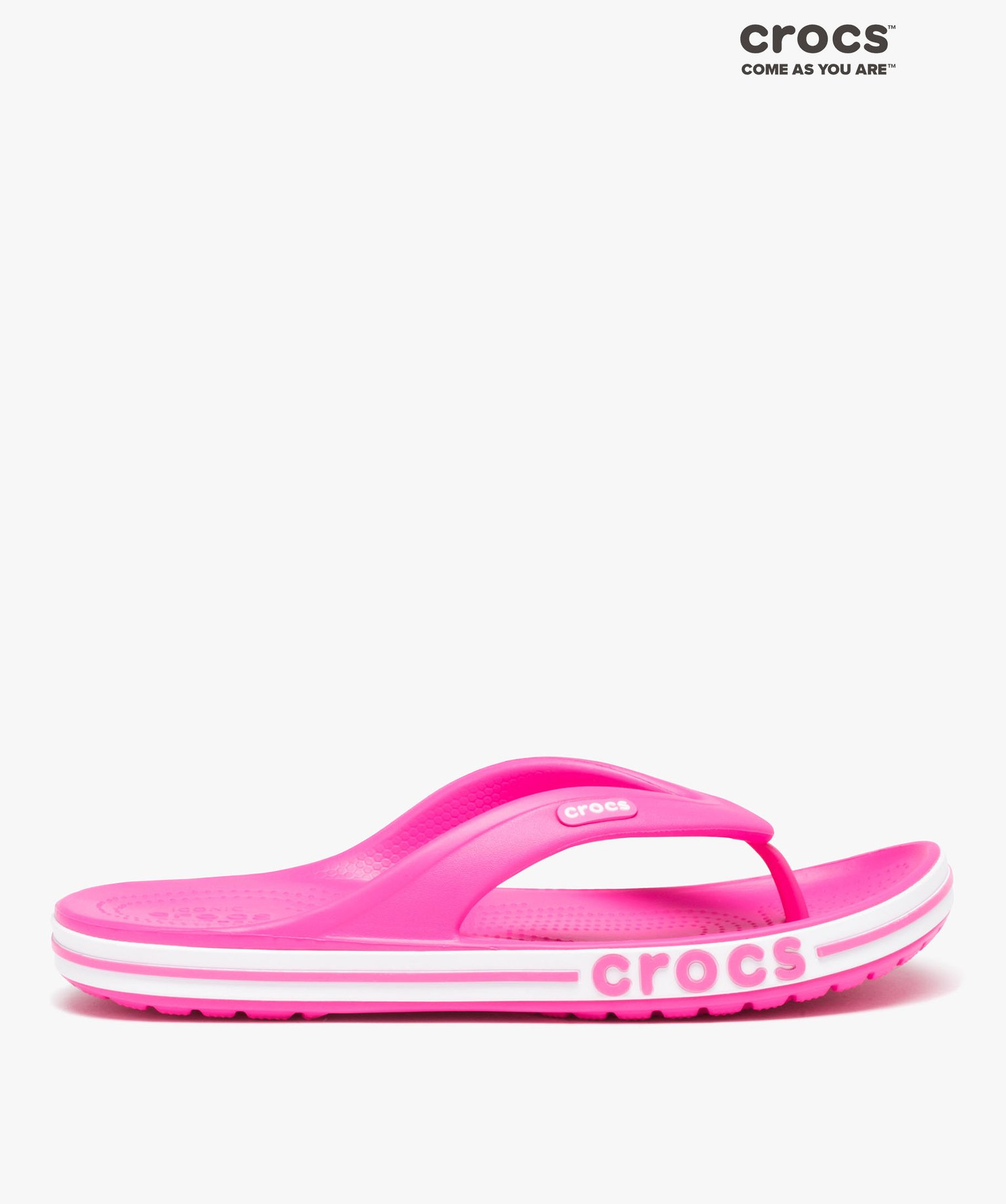 Tongs femme unies à semelle épaisse sportive - Crocs rose | GEMO