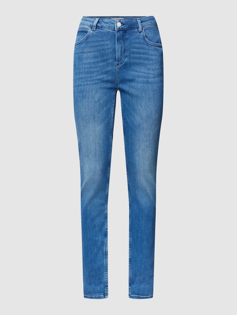 Mid Waist Jeans mit Knopf- und Reißverschluss in blau