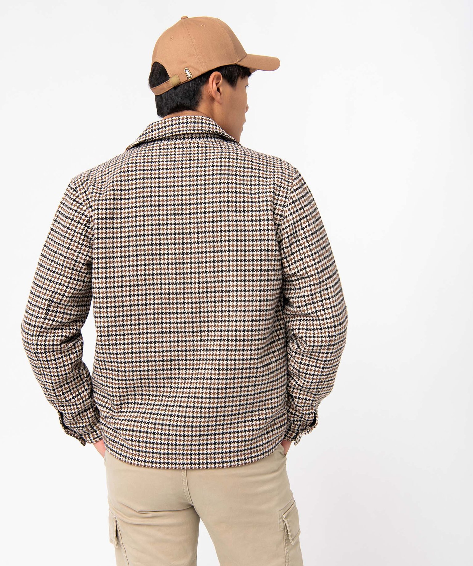 Veste homme zippée à motif pied de coq carreaux | GEMO