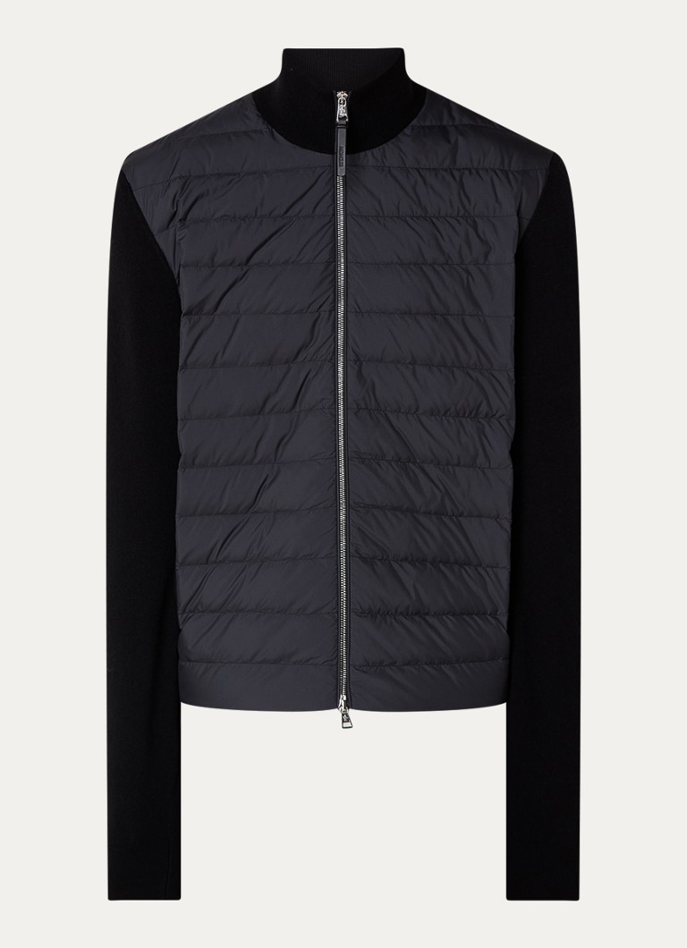 Cardigan Moncler fin țesut, cu față matlasată, din amestec de cașmir.