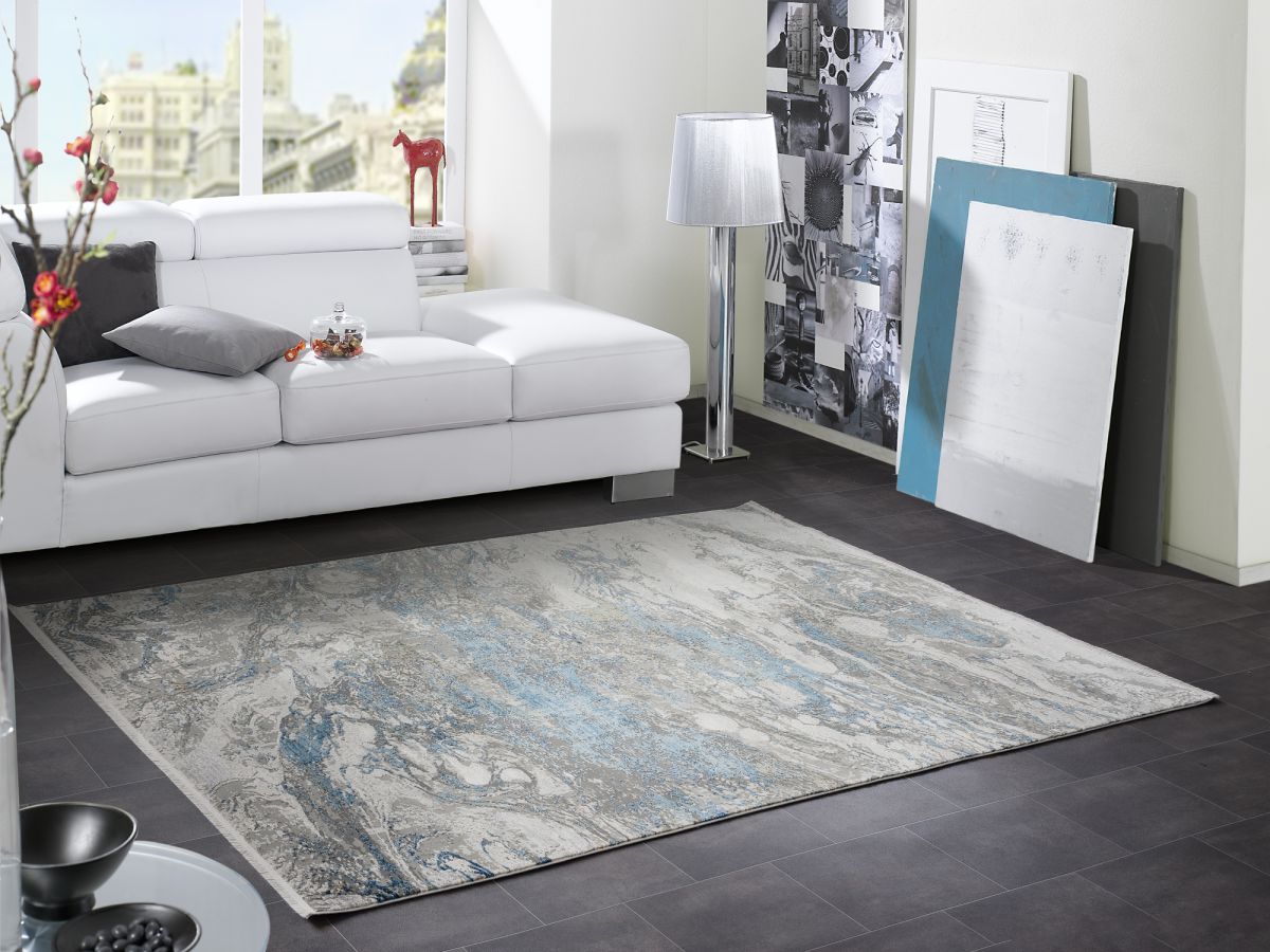 Webteppich Fjord Grau-Blau 160 cm