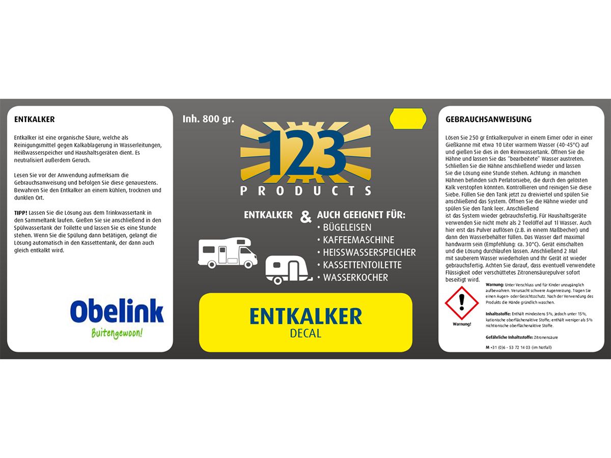 123 Products Decal Entkalker