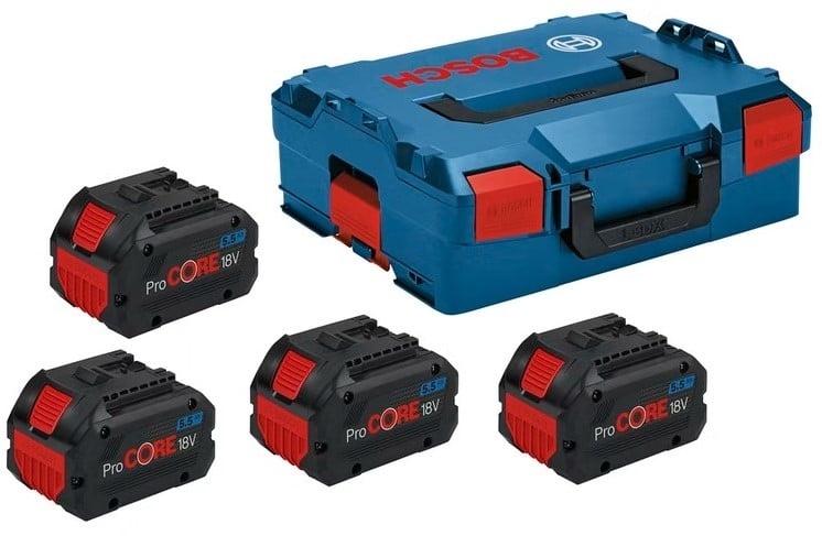 Bosch Blue Zubehör 1600A02A2U Akku-Set in L-Boxx - 4 x ProCore 18V 5,5 Ah Li-Ionen-Akku