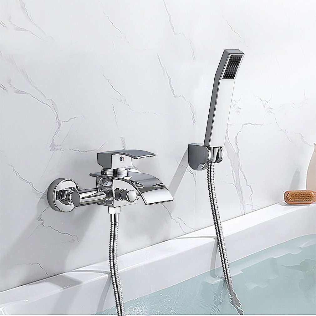 Auralum Brausegarnitur Badewannenarmatur Duschset Wannenarmatur mit Handbrause Bad Armatur, Wasserhahn Duschsystem