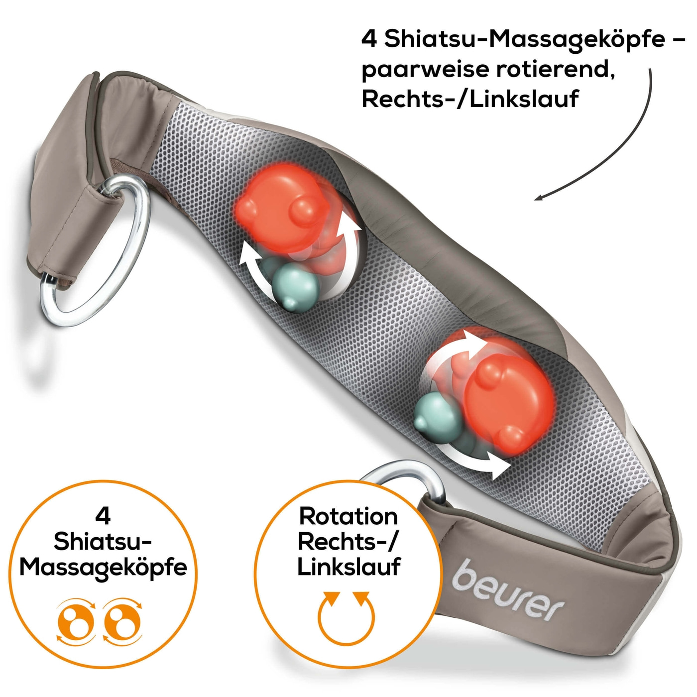 Beurer Shiatsu-Massagegürtel MG 148-Wohltuende Shiatsu-Massage für Rücken, Nacken und Schultern