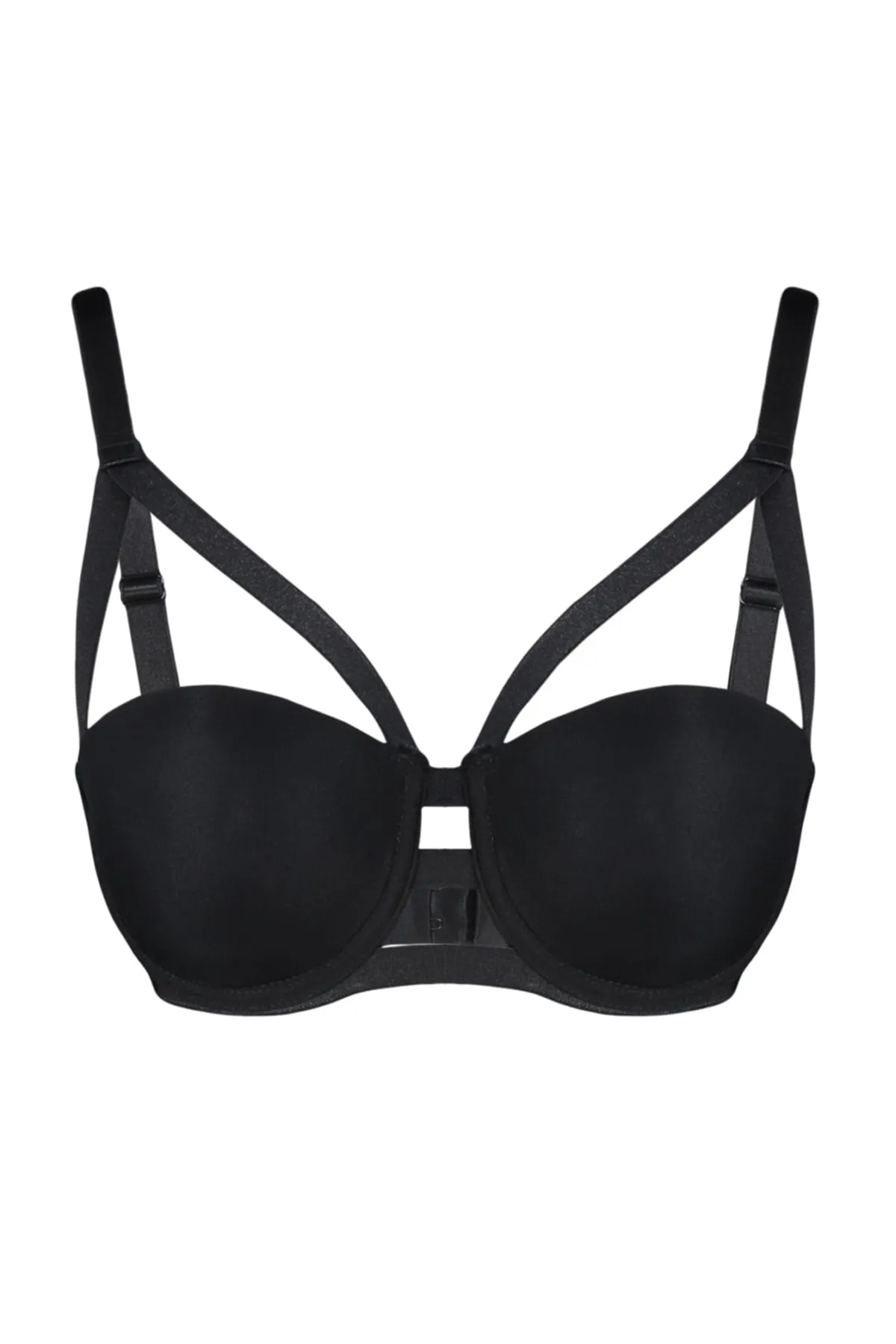 Trendyol Collection  Schwarzer, detaillierter Push-up-Strick-BH aus Mikrogummi THMSS23SU00019