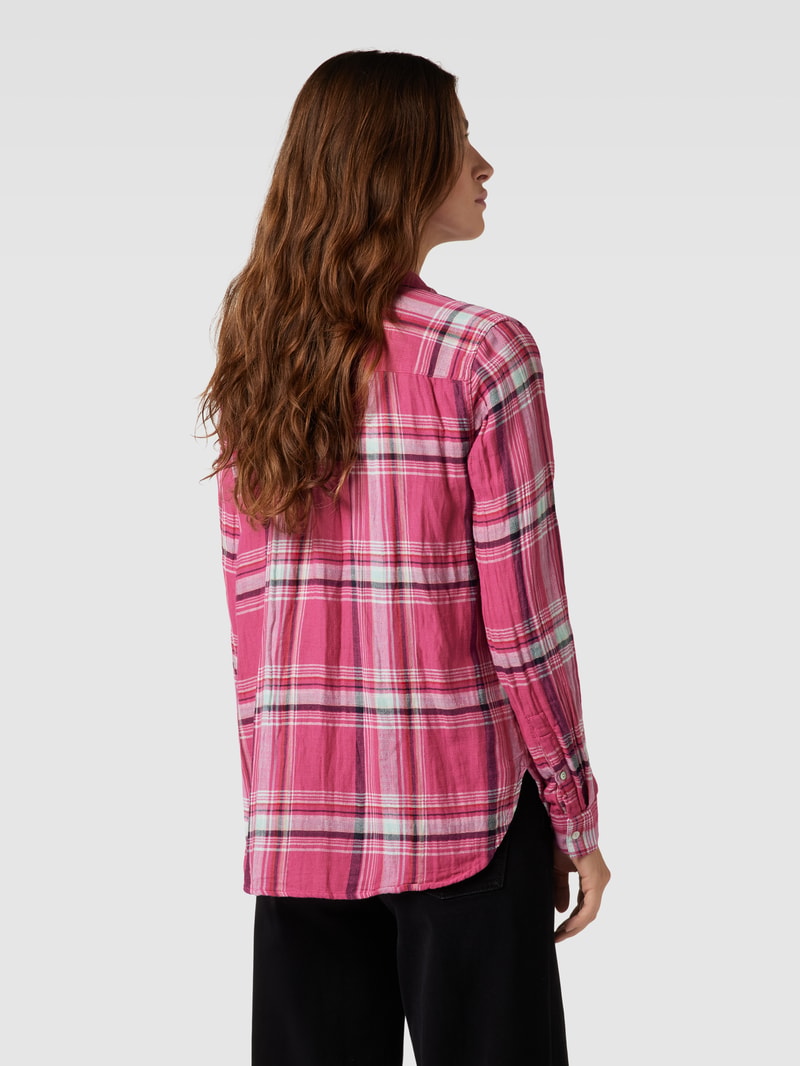 Hemdbluse mit Tartan-Karo und Brusttasche in fuchsia