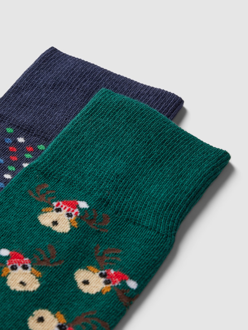 Socken aus Baumwoll-Mix im 2er-Pack in dunkelgrün