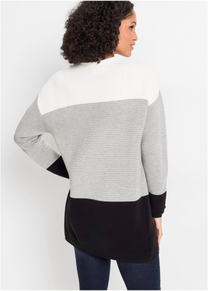 Gestreifter Long-Pullover