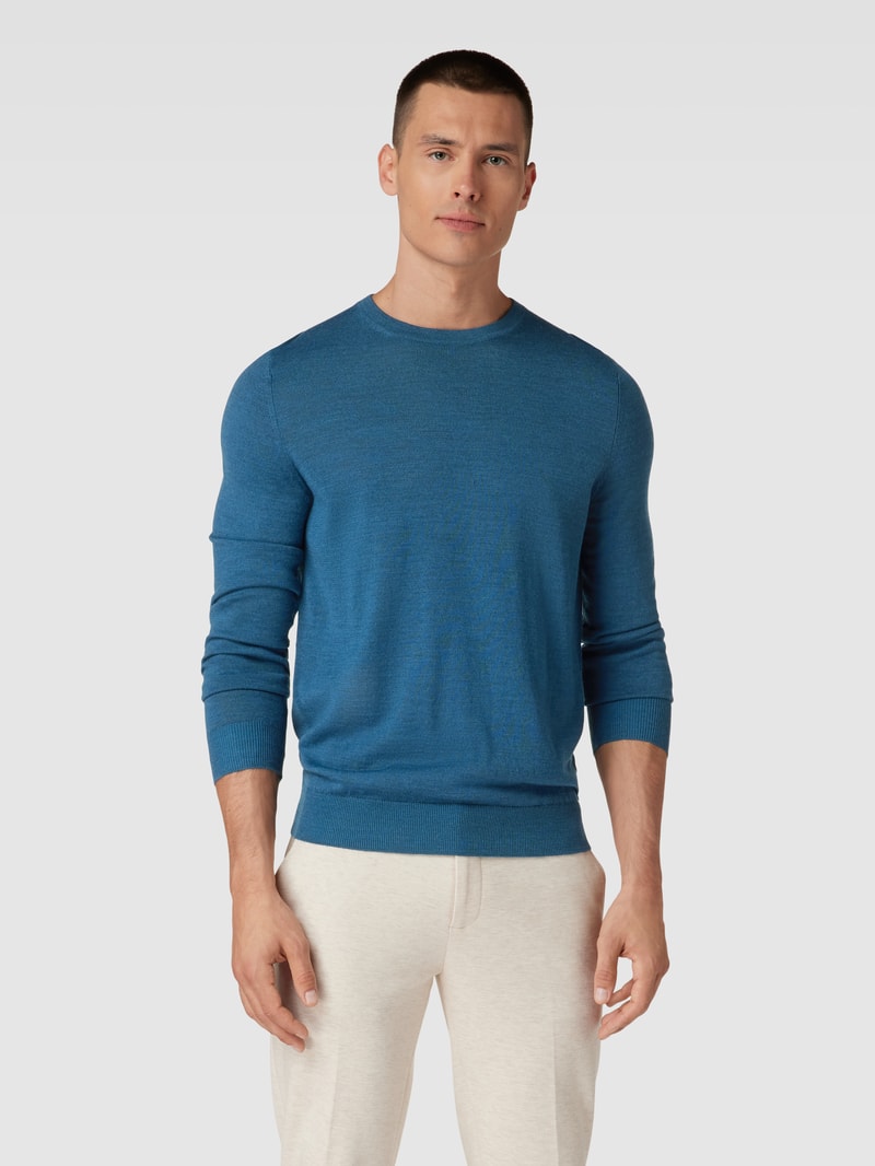 Longsleeve aus Woll-Mix in petrol meliert