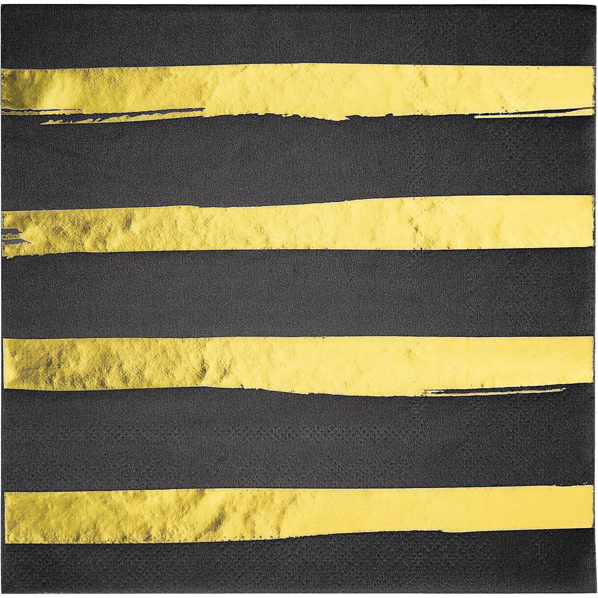 Servietten Folienaufdruck Streifen Gold Schwarz, 33 cm, 16 Stück