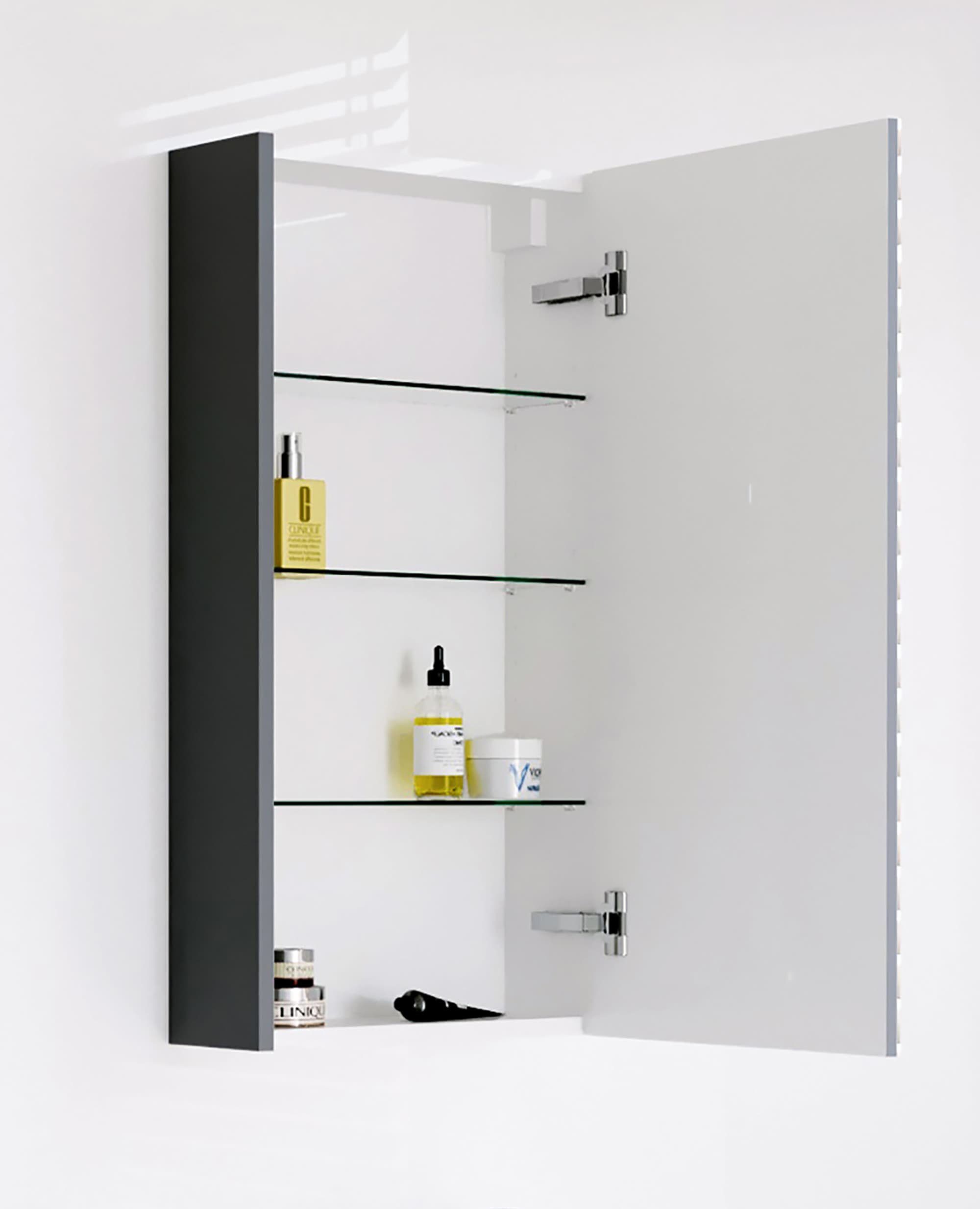 Planetmöbel Badmöbel-Set Waschtischunterschrank mit Spiegelschrank Matt 45cm, (Komplett-Set, 3-St)