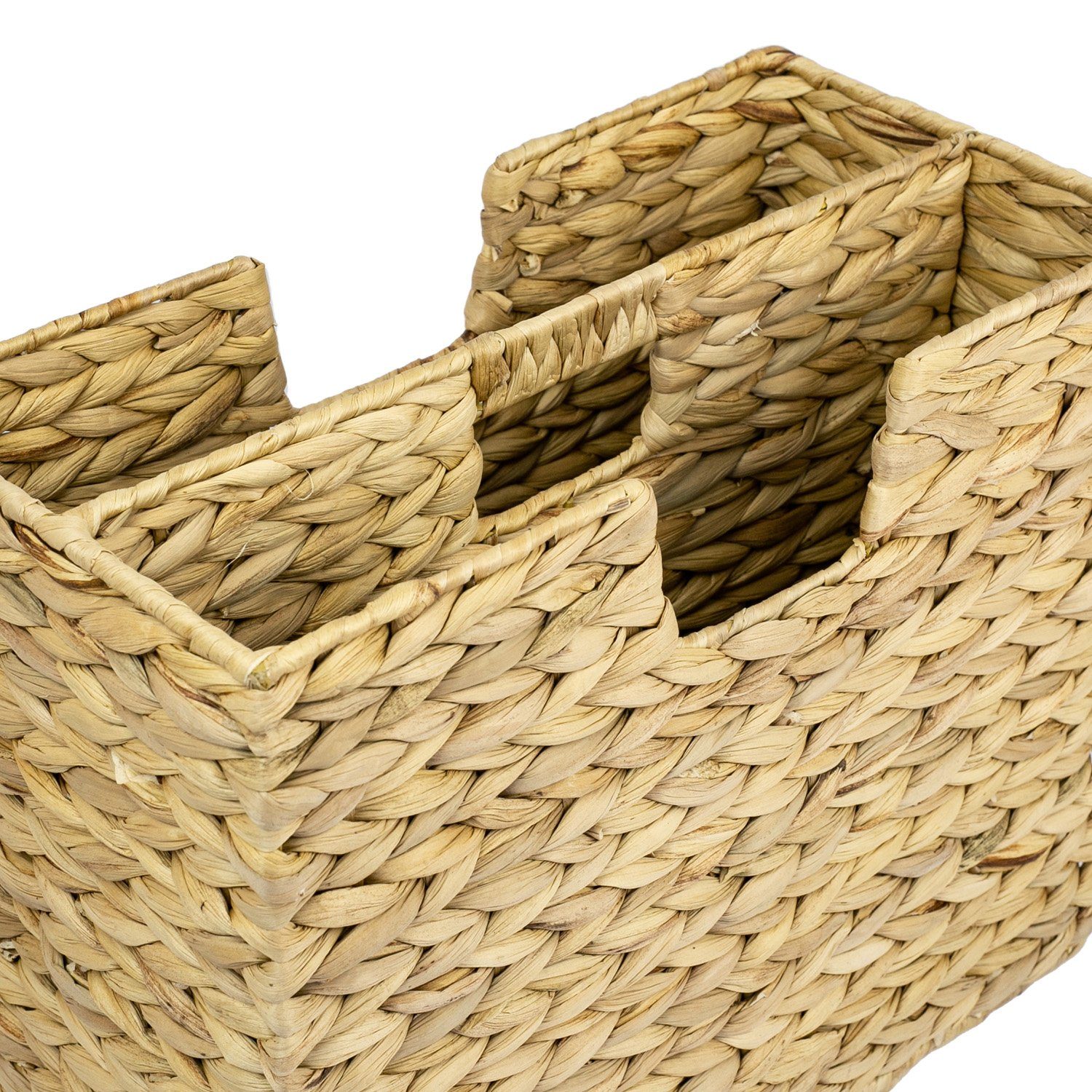 HMF Zeitungsständer Nachhaltiger Zeitschriftenkorb aus Wasserhyazinthe, vielfältiger Aufbewahrungskorb mit 2 Fächern, 40x20x33 cm