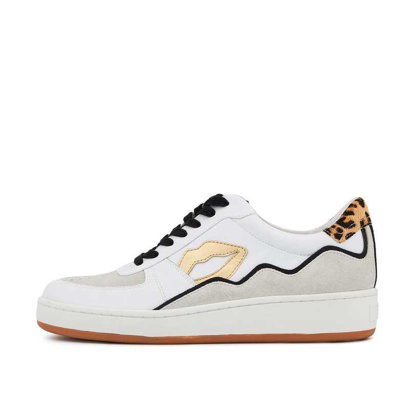 Baskets en cuir Loulou blanc gold leopard