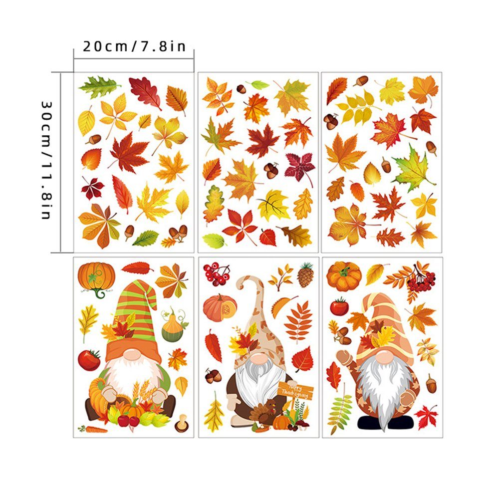 Fenstersticker Thanksgiving Herbst Deko Fenster Aufkleber, Herbst Fensterbilder, GelldG