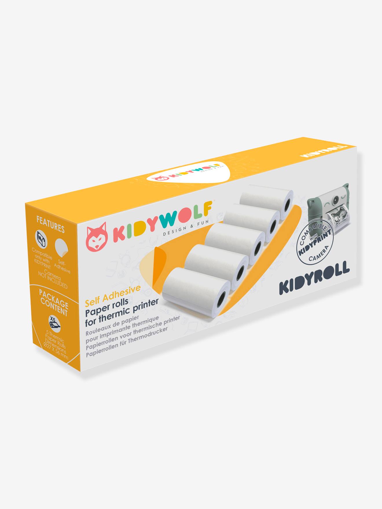 Kidywolf Selbstklebendes Nachfüllpapier für Sofortbild-Kamera KIDYROLL KIDYWOLF - weiß
