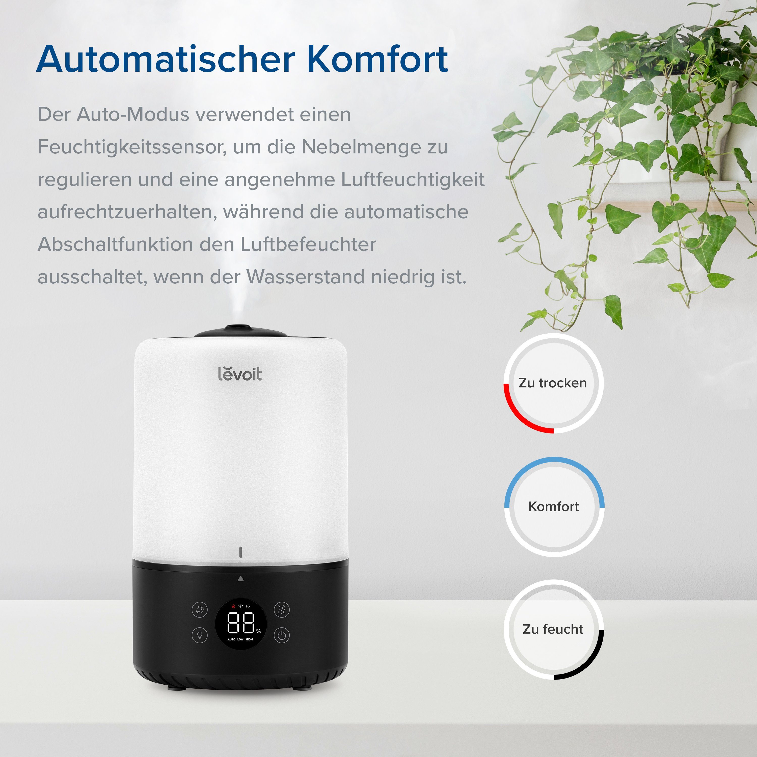 Levoit Luftbefeuchter, Dual 200S Pro Smart Top-Fill Humidifier, Levoit, 3,00 l Wassertank