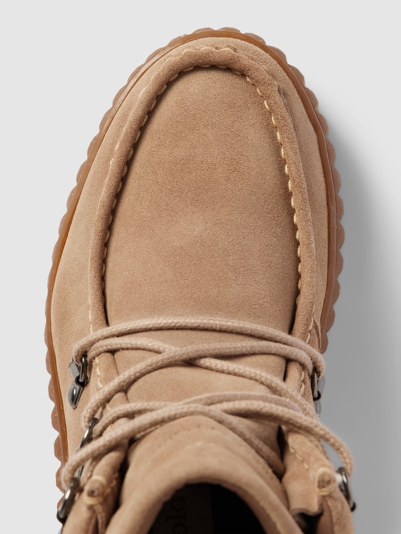 Schnürboots mit Label-Details in taupe