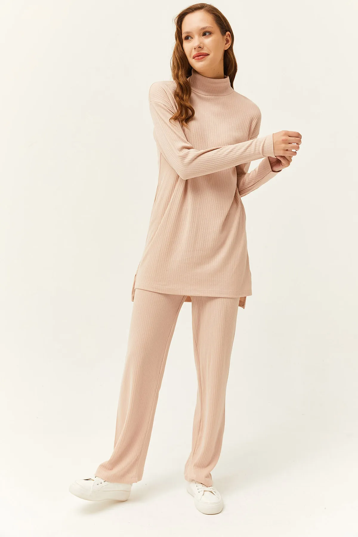 Olalook  Damen Stein vorne kurz hinten lang Tunika Unteres Top Set TKM-19000236
