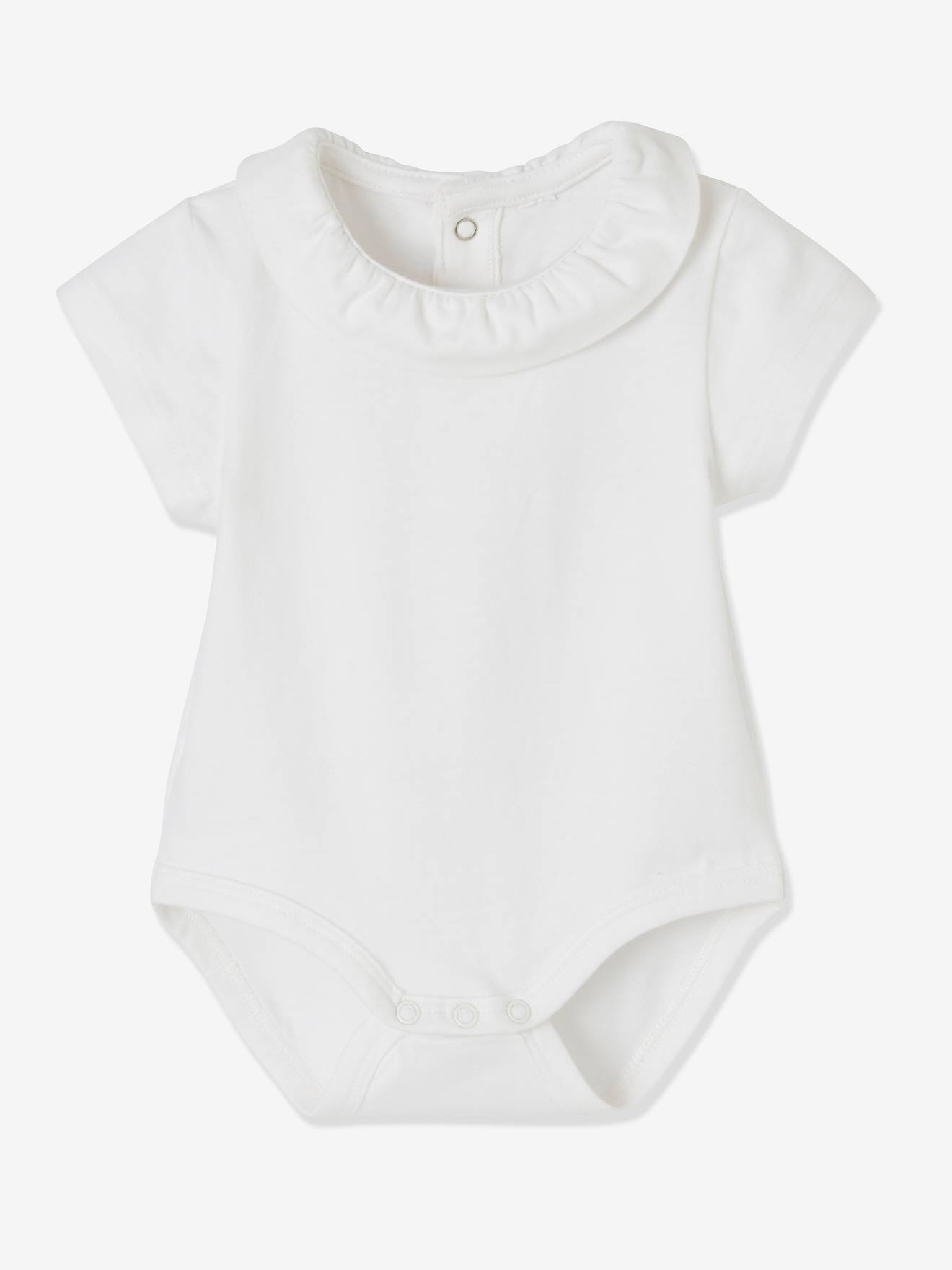 Vertbaudet 2er-Pack Baby Kurzarm-Bodys, Rüschenkragen Oeko-Tex - pack weiß