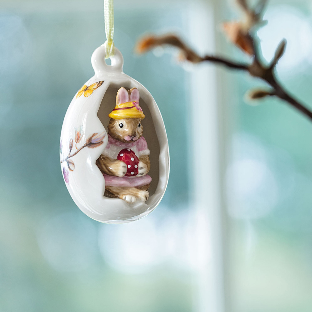 Villeroy & Boch Suspension œuf Anna, fleurs roses Bunny Tales Décoration
