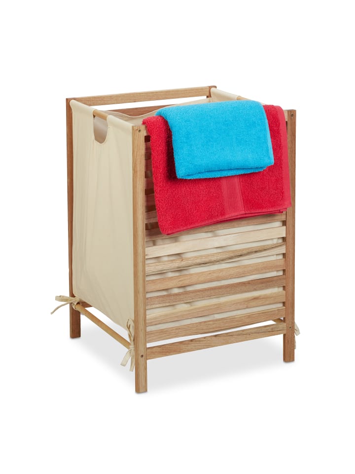 relaxdays Wäschekorb in Natur/ Beige - (B)43 x (H)63,5 x (T)43 cm günstig kaufen onesize